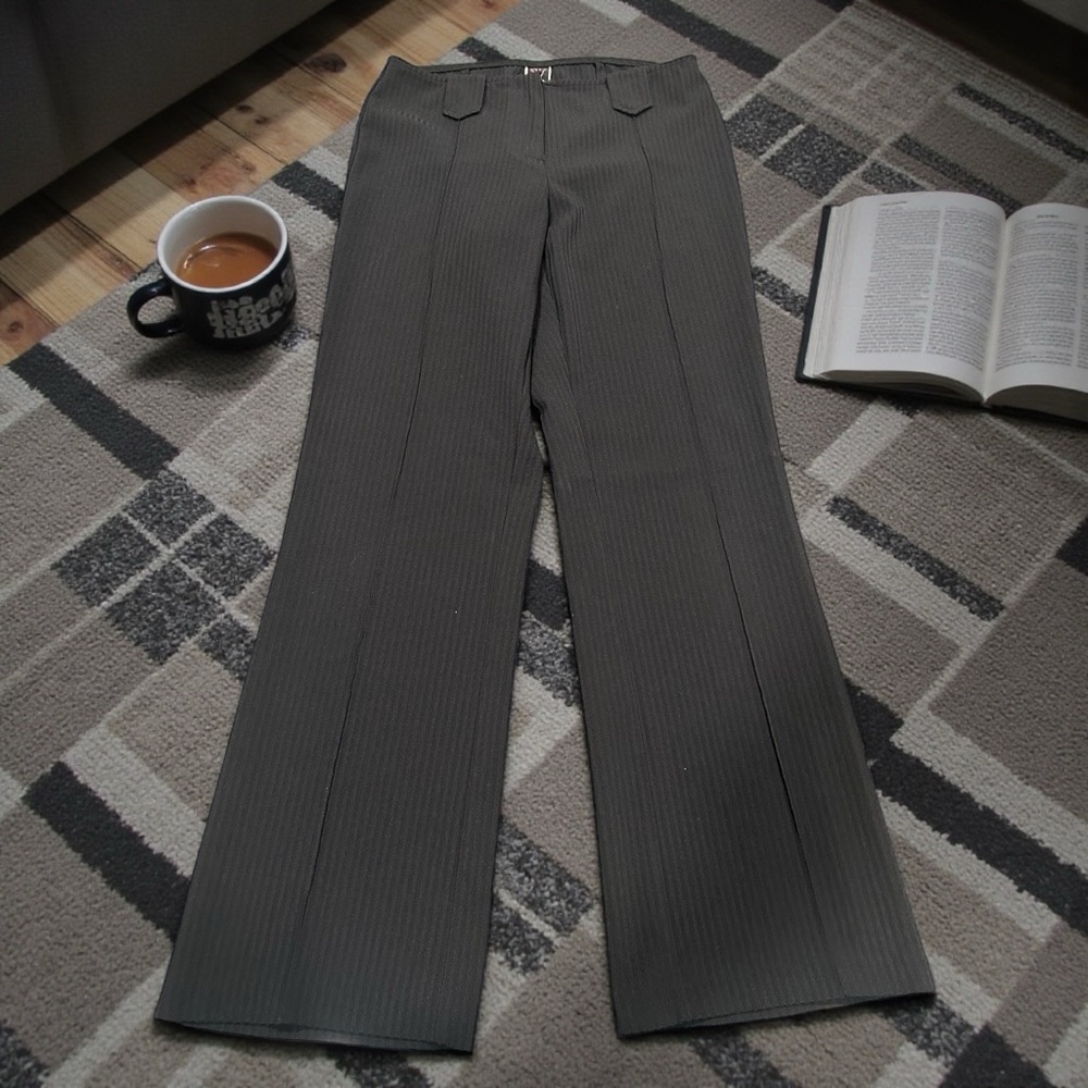 Wrapper Women's Black Pinstripe Trousers